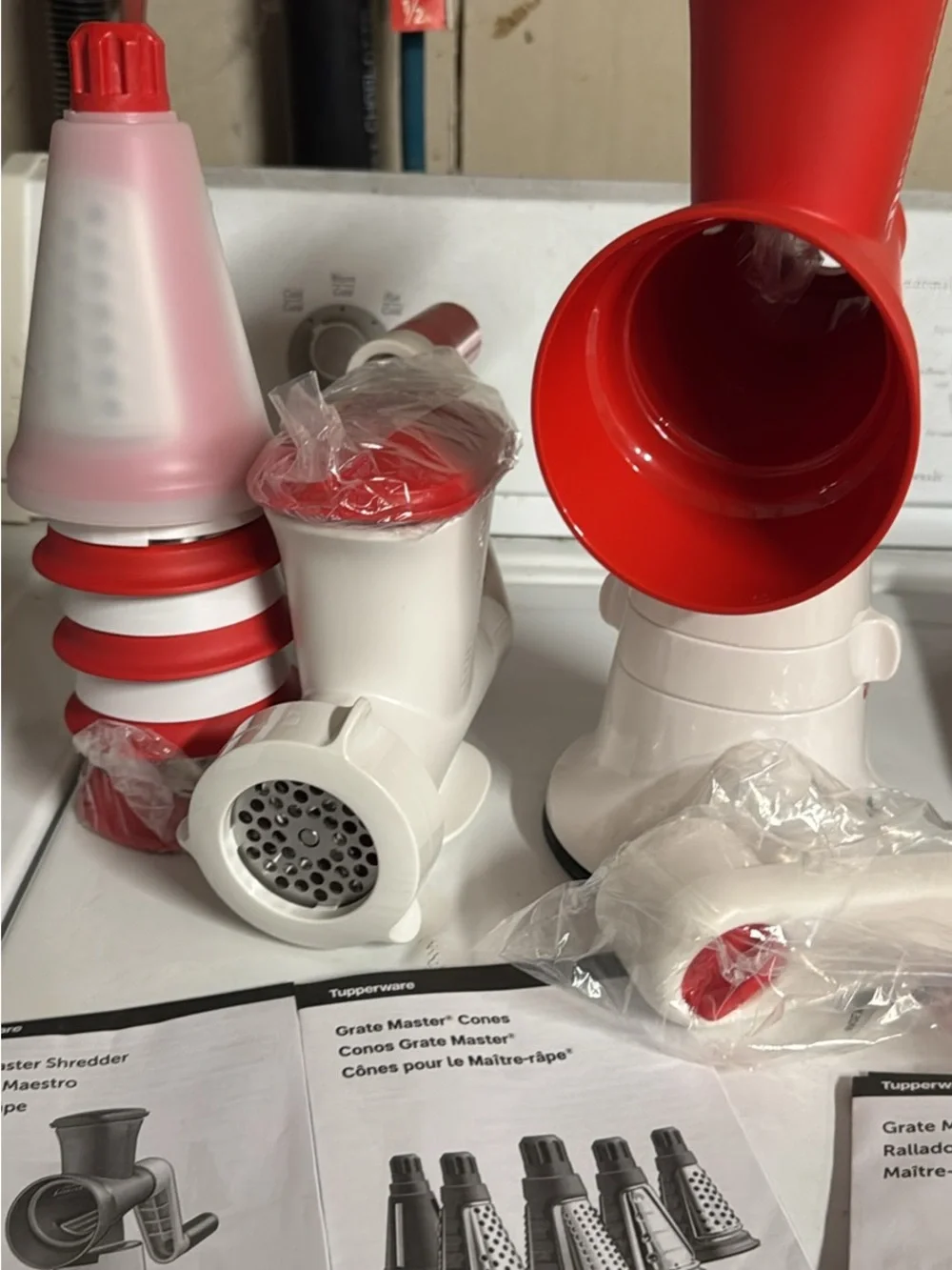 Tupperware Red and White Party Horns Set